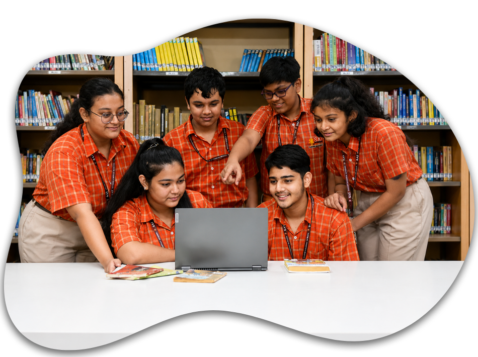 Students learning together in the library